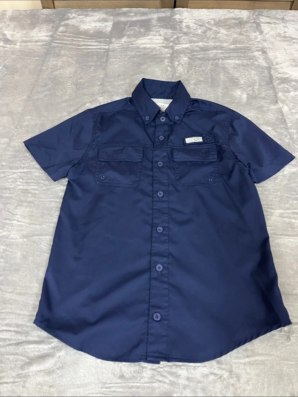 Kids Navy Short-Sleeve Button-Up Shirt